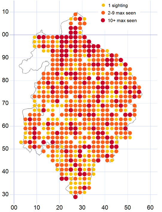 Distribution of the Small Tortoiseshell 2010-2014 inclusive